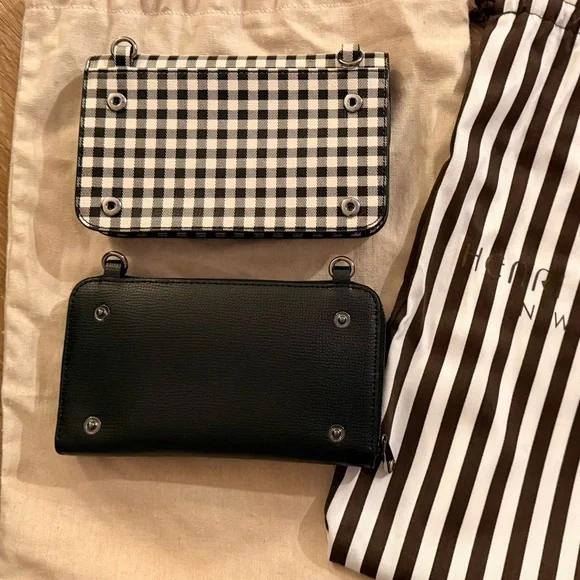 Henri Bendel Gingham Wallet in Black and White with Snap on Black Wallet - Picture 4 of 5
